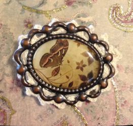 Handmade Metal & Lace Butterfly Brooch
