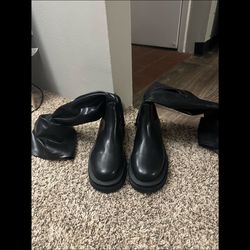 Black PLT knee high boots