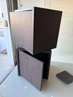 Dark Brown Wood Cube Storage Cabinet