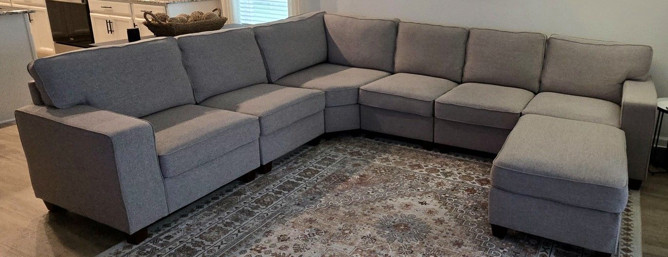 Grey Sectional Couch (7 Pieces)