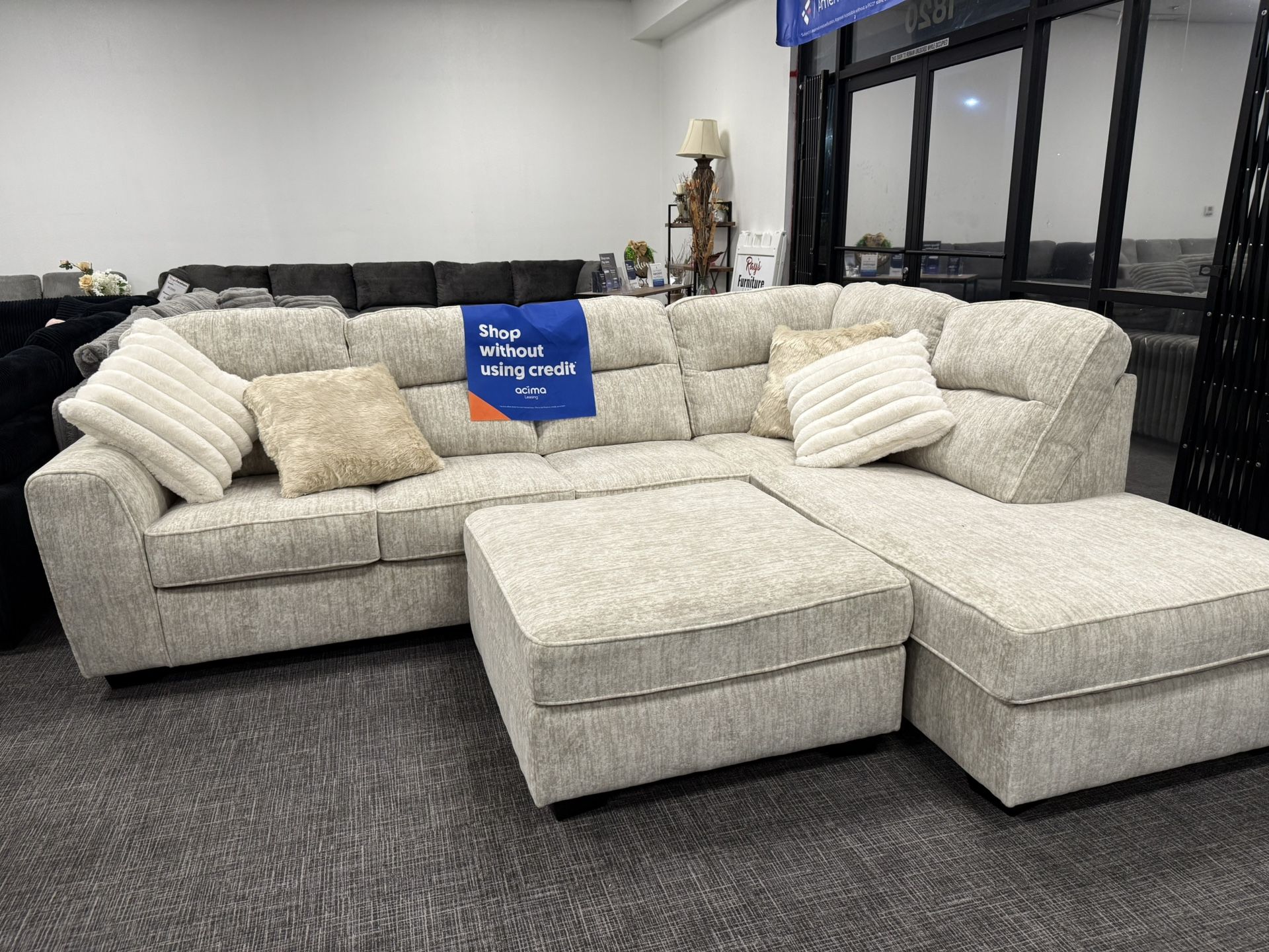 3 Pc Sofa Sectional Chaise Lounge W/ Oversized Ottoman/ EZ $10 Finance Options Available 
