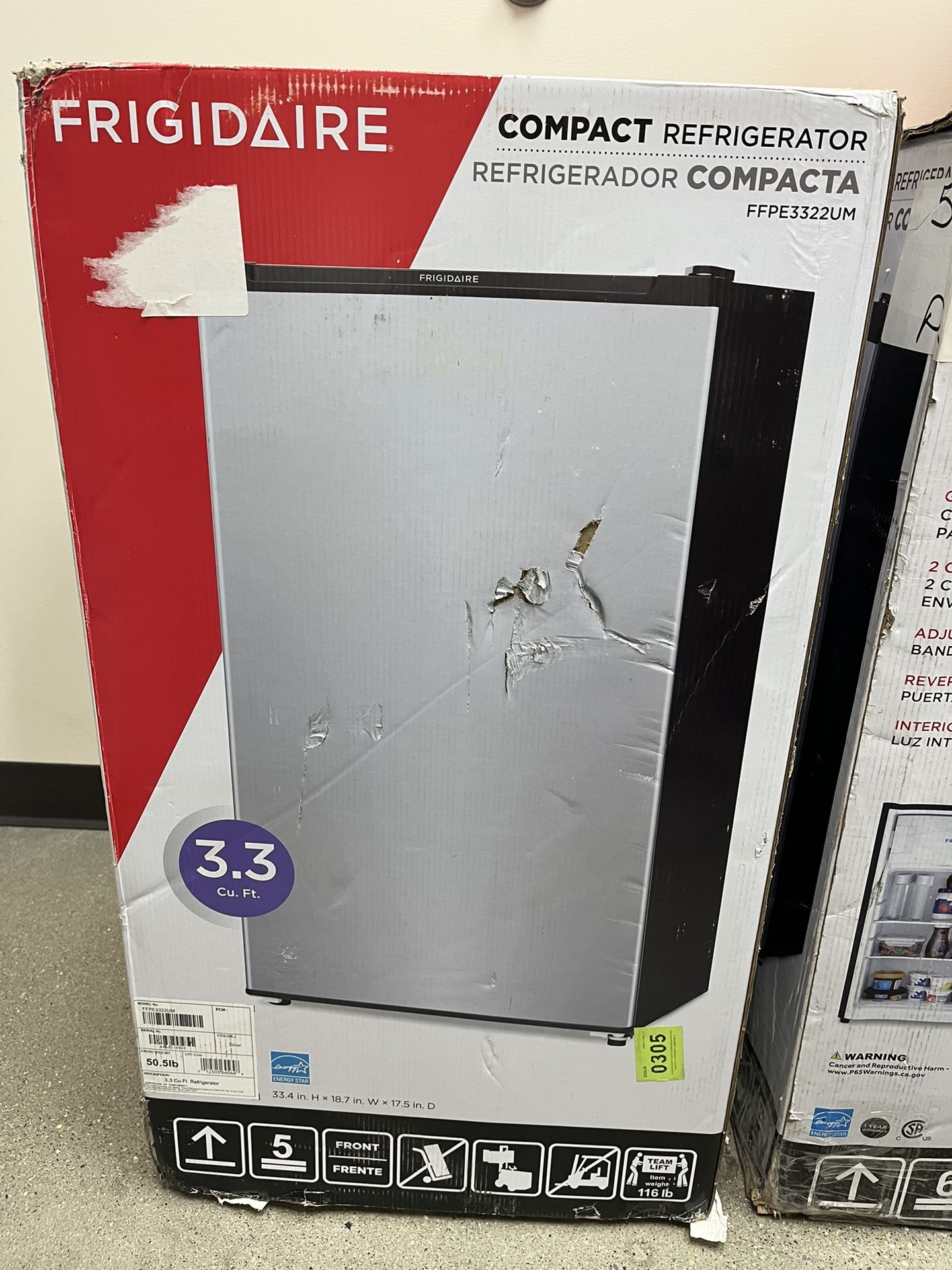 Frigidaire Mini Fridge 3.3 Cubic Feet