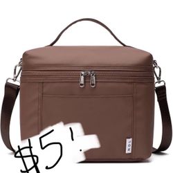 NOL Natural Organic Lifestyle Insulated Lunch Bags for Women Cooler Bag Lightweight Nylon Waterproof Lunch Box For Work (Medium(normal),Coffee Brown