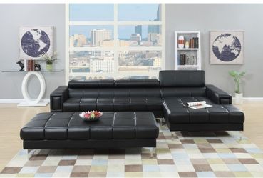 Black contemporary sectional sofa with chaise