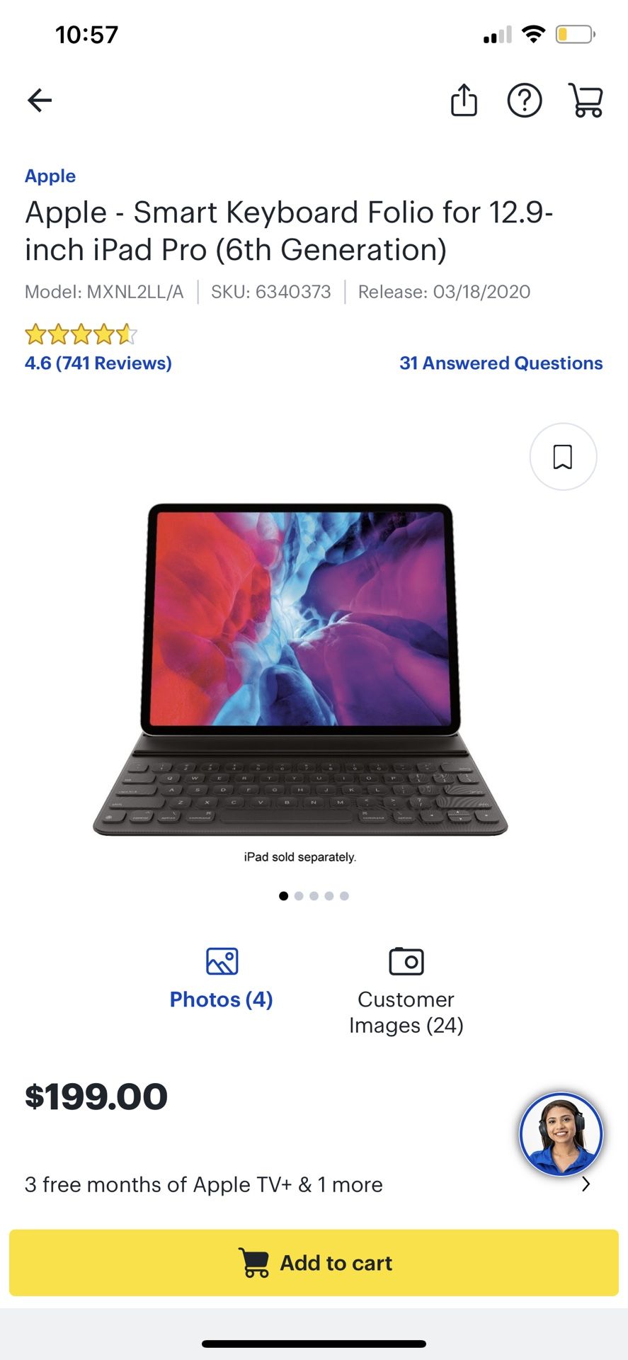 Apple Smart Keyboard Folio for 12.9” Ipad Pro