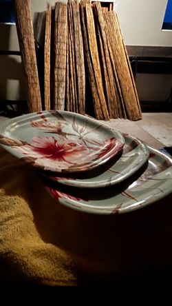 Set of 3 Presidio 2001 Hawaiian Hibiscus Melamine Plates - $10