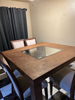 Wood Dining Table with 6 Chairs