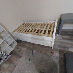 IKEA White Twin Bed Frame (With Storage Drawers)