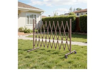 Folding Security Gate, 11 ft Aluminum Expandable Barricade Gate, 130" x 40.6" Portable Mobile Safety Barrier Gate with Casters, Driveway Gate Flexible
