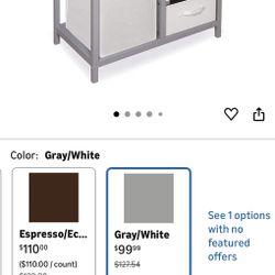 Gray/White Changing Table with Drawers – Brand New, Unopened