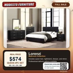 Queen 4 pc Platform Bedroom set FALL PRICE 2 COLORS!! HURRY IN