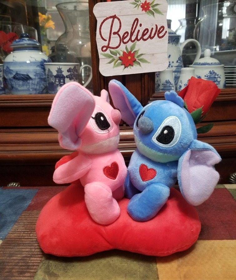 Cute Stitch & Angel Plush. Blows kisses and says l Love you. 3 Available