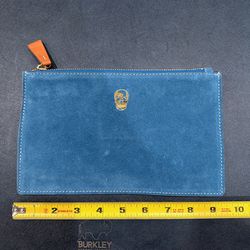 Sueded Zipper Pouch With Skull