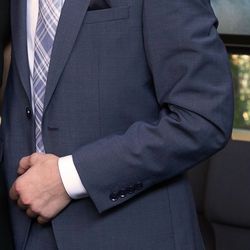 Bar III Slim Fit Medium Blue Suit 36S Jacket + 30x30 Pants Stretch Wool Blend