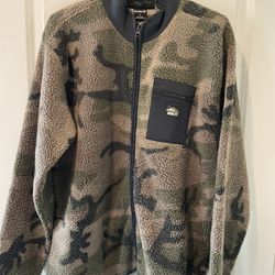 mens Jacket hurley boulder camo burrito full Zip sherpa jacket brand new retails $80 size S-L 