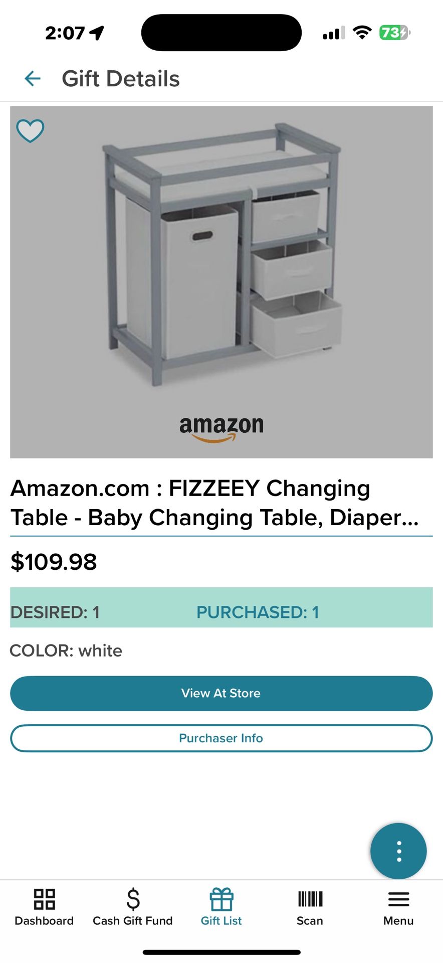 baby changing table with storage space