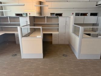 Haworth Compose Glass Loaded Various Sizes L Shape Stations 65" Tall