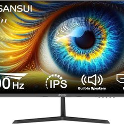SANSUI Computer Monitor 27 inch IPS 100hz 1080P PC Monitor HDMI,VGA Ports with Built-in Speakers/Adaptive Sync/Frame-Less/VESA Compatible for Office