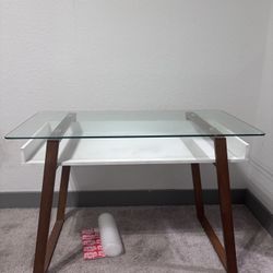 Glass Top Desk with Storage– $60