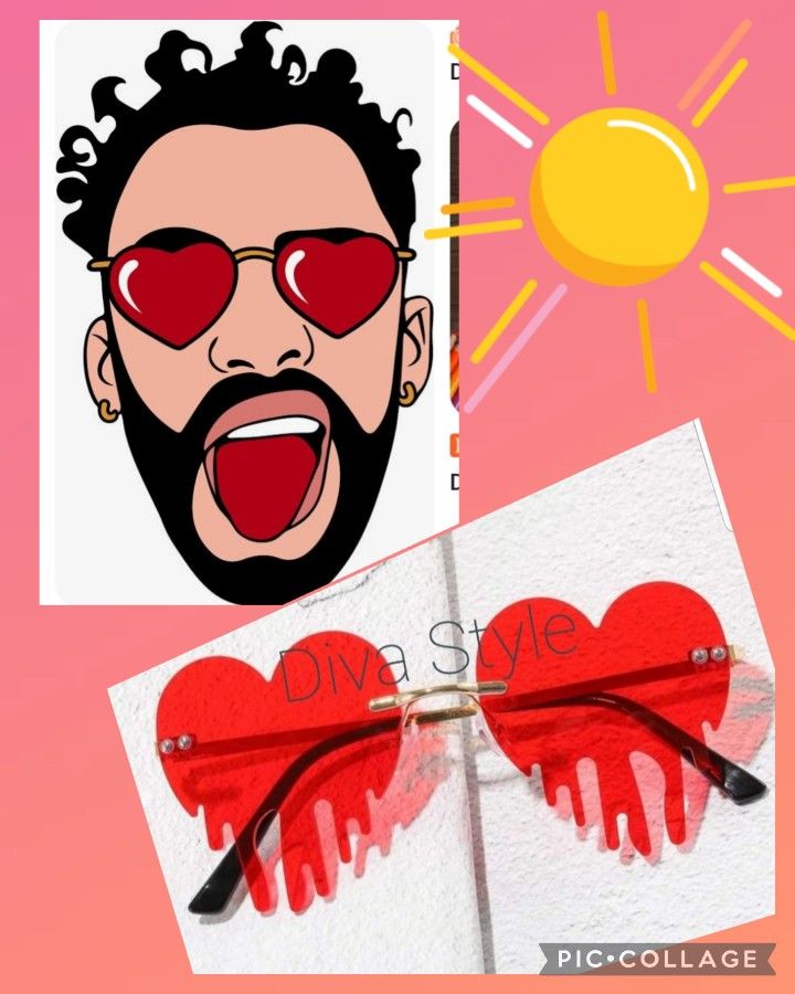 Drippy Heart Shaped Sunglasses Rave Festival Glasses Melting Heart Drip Sunglass
