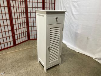 White Narrow Bathroom Floor Storage Cabinet                                                                                              888888