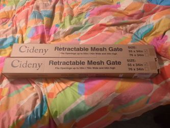 Retractable mesh baby gate, gray