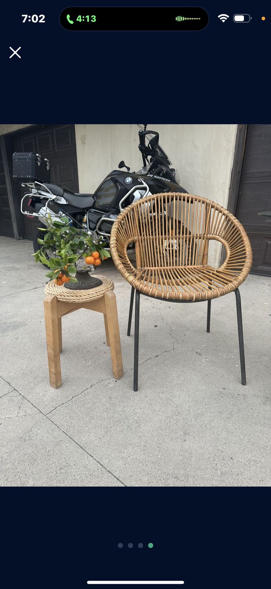 Vintage Bamboo Accent Chair And Side Table/ Plant Stand / Stool