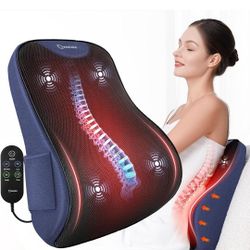 Support Pillow for Office Chair, Heated Back Support Pillow with Vibration, Back Massage for Pain Relief, at Home Office Car Sofa, 3 Heating Levels & 