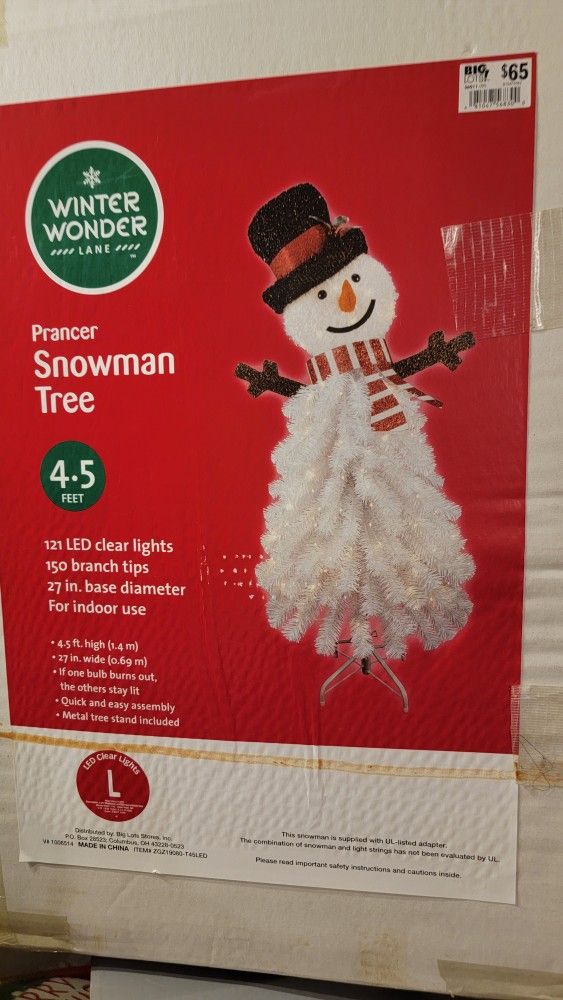 4.5 ft tall snowman christmas tree