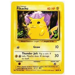 POKEMON PIKACHU 58/102 YELLOW CHEEKS, POKEMON BASE SET UNLIMITED 1999