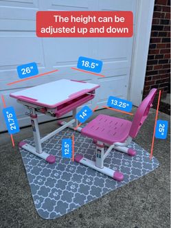Honey Joy Pink Children's Adjustable Study Desk and Chair Set