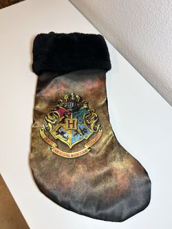Harry Potter Black Gold Velour Crest Stocking Christmas Hogwarts 