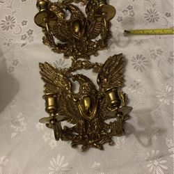 2 Double Brass Vintage Candles Holders 