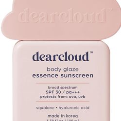dearcloud Body Glaze Essence Sunscreen SPF 30 – Moisturizing Body Sunscreen – Korean Skincare Essential – Squalane & Hyaluronic Acid (3.38 fl oz