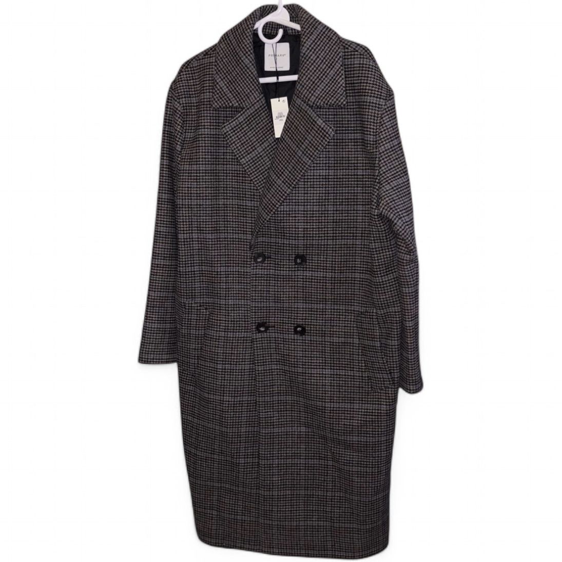Brown Plaid Double-Breasted Wool Coat!