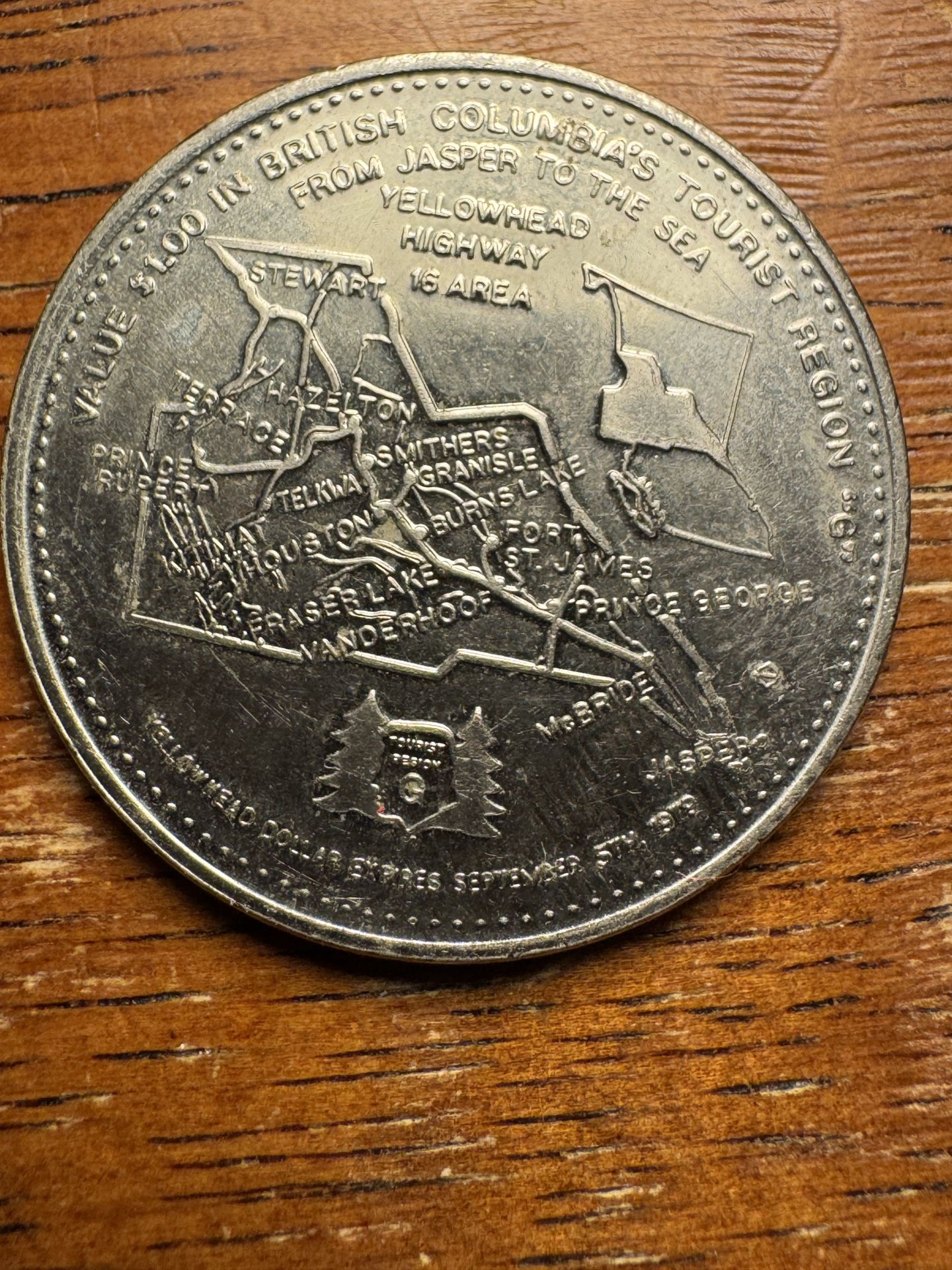 Mount Robson BC Canada 1979 Trade Dollar Token Yellow Head From Jasper To Sea