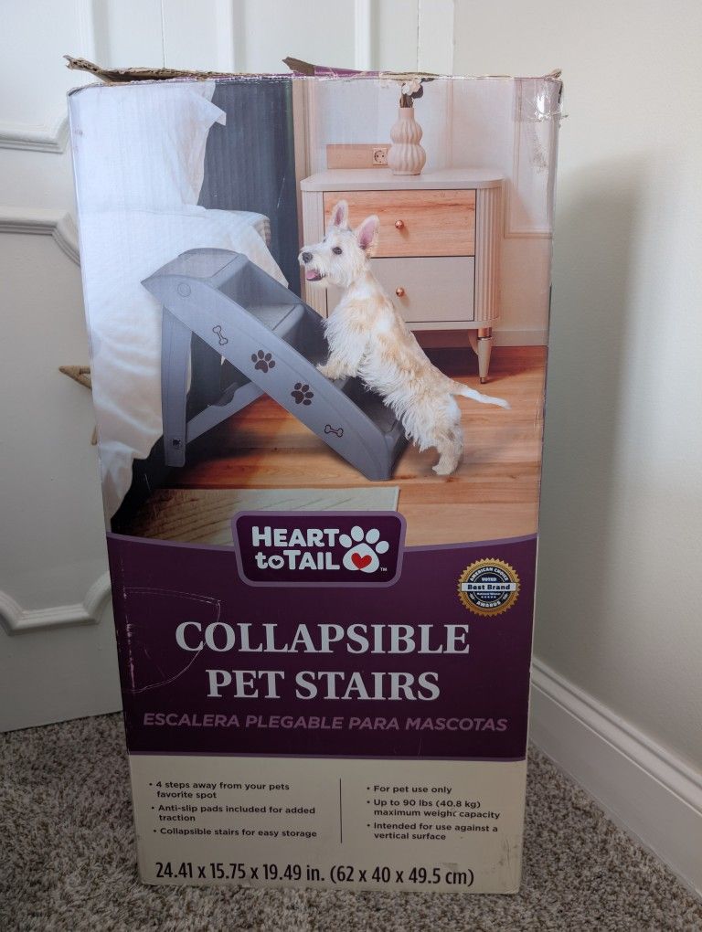 Heart To Tail Collapsible Pet Stairs Washable Foldable Steps for Dogs and Cats