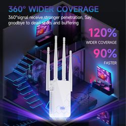 WiFi Extender Internet Booster, 10000 Sq.ft Long Range Repeater Wireless Routers Amplifier, Mesh Wi-Fi 80% Faster | Broader Than Ever, Support More Ne