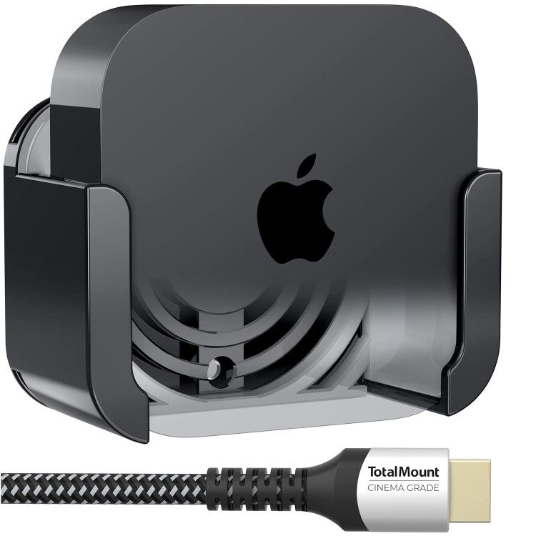 Apple TV – Mount Compatible with All Apple TVs (Premium Black and Gray Mount and Cable)