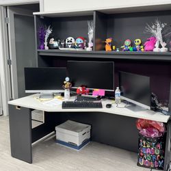 71” Gray Grey Office Desk With Hutch Furniture 