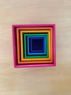 Grimm's Large Rainbow Stacking Boxes – Like New, Complete Set of 6
