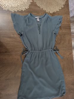 H&M V-Neck Flutter Sleeve Chiffon Mini Dress