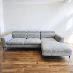 🏷WAREHOUSE CLEARANCE | BRAND NEW Modern Sectional Sofa L-Shape with Adjustable back and headrests, Gray💥 FINANCE
