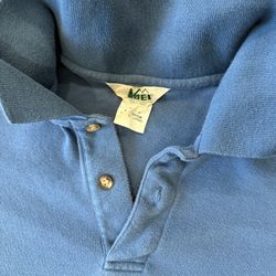 Vintage 1990’s - REI Polo Shirt - Men’s - 100% Brushed Cotton, Size L, Blue