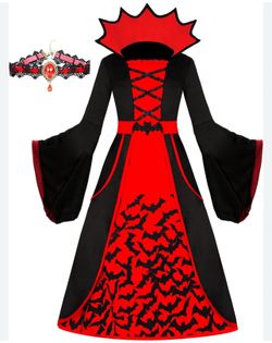 Kids Vampire Costume Black Red Halloween size 8-10