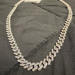 Solid iced out 925 silver chain Real moissanite