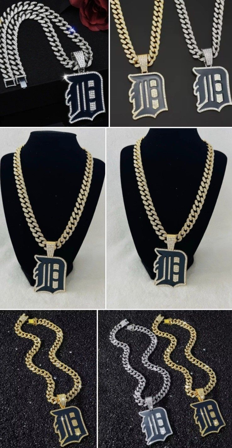 Detroit Tigers Iced Cuban Chain NECKLACE All 12 Pics Sold Separately SHIPPING AVAILABLE 