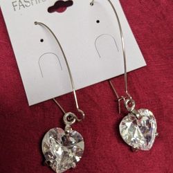 Stunning CZ Heart Hoop Earrings Silver Brand New