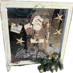 Vintage Window With Christmas Theme 