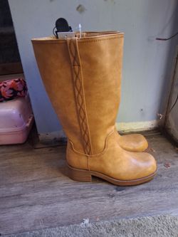 Tan Knee-High Western Boots
